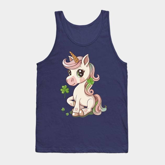 Cute St Patricks Day Unicorn Tank Top by Wintrly